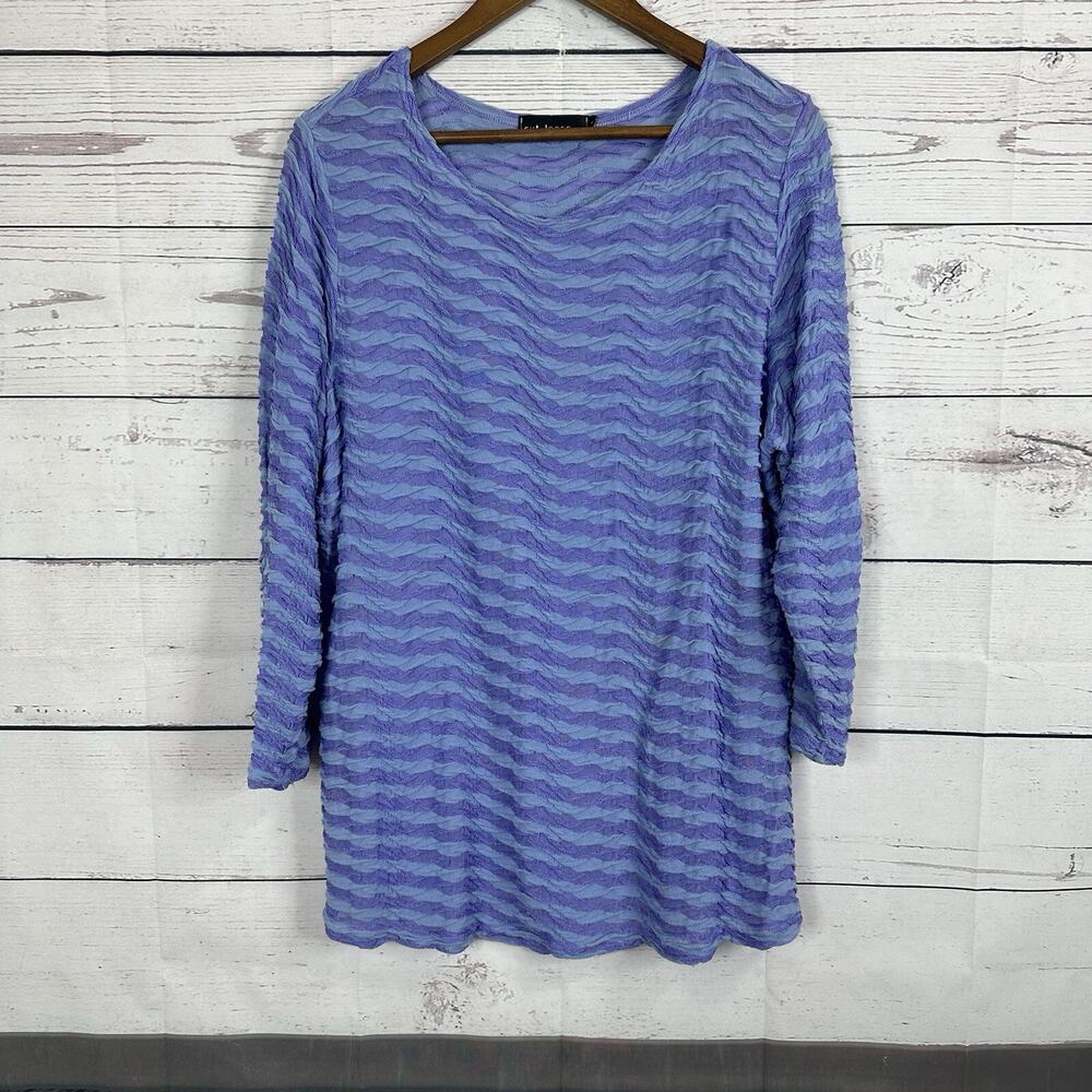 Cut Loose Top Womens 1x Purple Textured Popover Casual Art Striped Light Weight